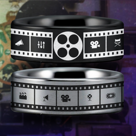 Movie Lover Custom Personalize Laser Engrave Tungsten Wedding Band Ring