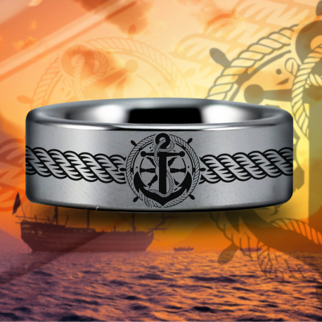 Sailor Custom Personalize Laser Engrave Tungsten Wedding Band Ring