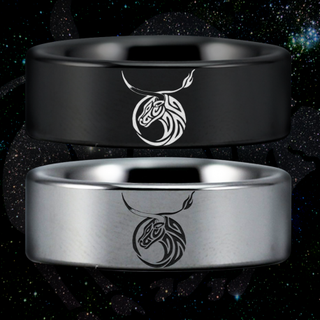 Taurus Style 1 Custom Personalize Laser Engrave Tungsten Wedding Band Ring