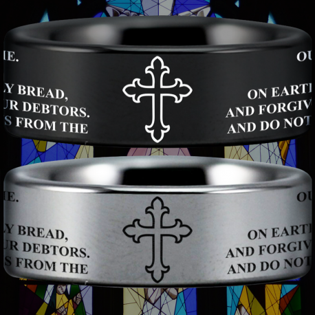 The Lord's Prayer Custom Personalize Laser Engrave Tungsten Wedding Band Ring