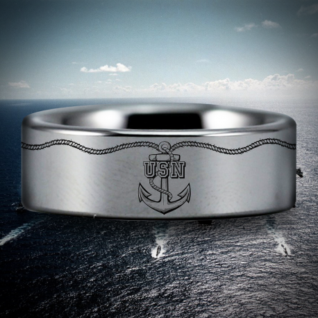 U.S. Navy Custom Personalize Laser Engrave Tungsten Wedding Band Ring
