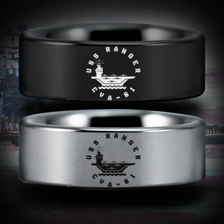 USS Ranger Custom Personalize Laser Engrave Tungsten Wedding Band Ring