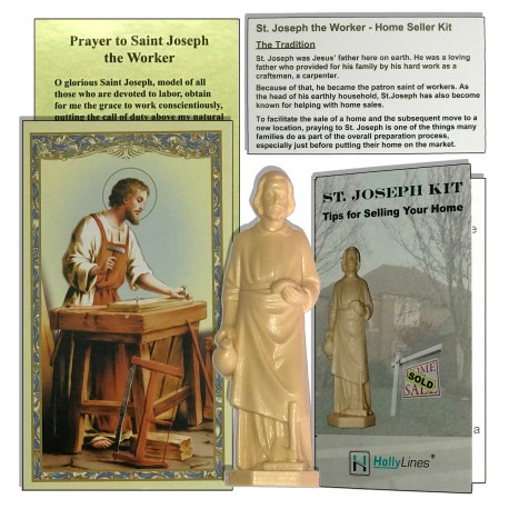 Saint Joseph Statue Home Sale Kit with Tips to Help Sell, Prayer Card and Instructions
