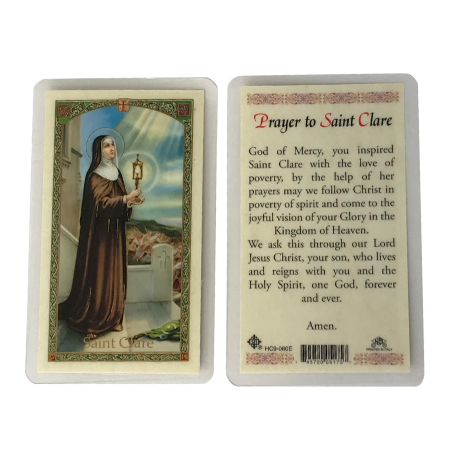 St Clare Laminated Prayer Card