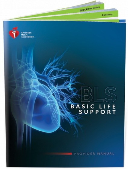 Blended Learning Basic Life Support Workbook - Navy Blue with picture of  an actual heart.