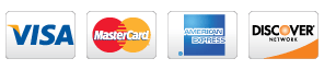 credit cards accepted Visa Mastercard American Express and Discover