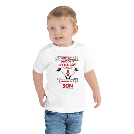 Daddy's Little Boy Firefighters Son Toddler Short Sleeve Tee