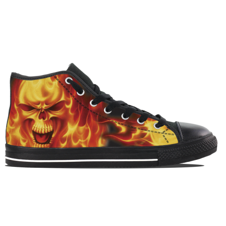 Skull Fire Men's High-top Custom Designed Sneakers Unique for the Urban Rebel