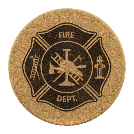4Pc Set Round Cork Coaster Firefighters Real Men Fight Fires