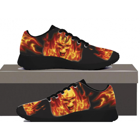 Skull Fire Men's Sneakers - Fire Up Your Steps With an Edgy Style Footwear