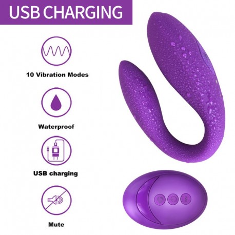 Wireless Vibrator for Couples USB Rechargeable Dildo G Spot U Silicone Stimulator Double Vibrators