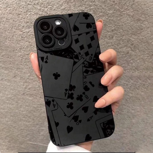 Poker Card Pattern Phone Case All-inclusive Phone Protective Cover Compatible with IPhone 16 Pro Max 15 Pro 14Plus 13 12 11