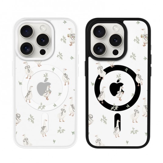 White Goose with Bow Phone Case， Elegant Farmhouse Style for iPhone 16 15 14 13 12 11 Plus Mini Pro Max