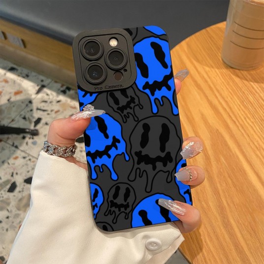 Fashion Smile Face Pattern Phone Case, Phone Accessories Compatible with IPhone 16 Pro Max 15 Pro 14Plus 13 12 11 XR X/XS