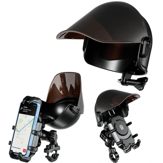 Small Helmet Rider Mobile Phone Holder Sunshade Motorcycle Handle Mount Rainproof Portable Mini Parasol Phone Support