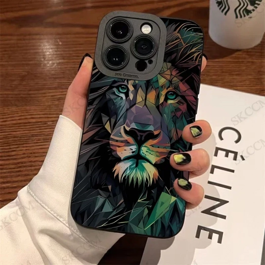 Colorful Lion Pattern Phone Case For iPhone 15 Cases iPhone 14 13 12 11 Pro Max XS X 16 7 8 14 Plus 15 Shockproof Silicone Cover