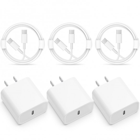 PD 30W Fast Charging Type USB C  Charger with C to C Cable Set for iPhone 15 and Samsung Android Phone--3 Pack