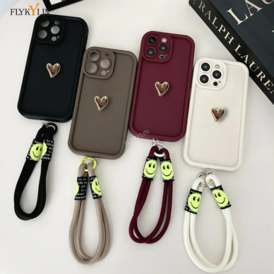 3D Love Soft Silicone Phone Case For Samsung Hand Rope Protective Cover