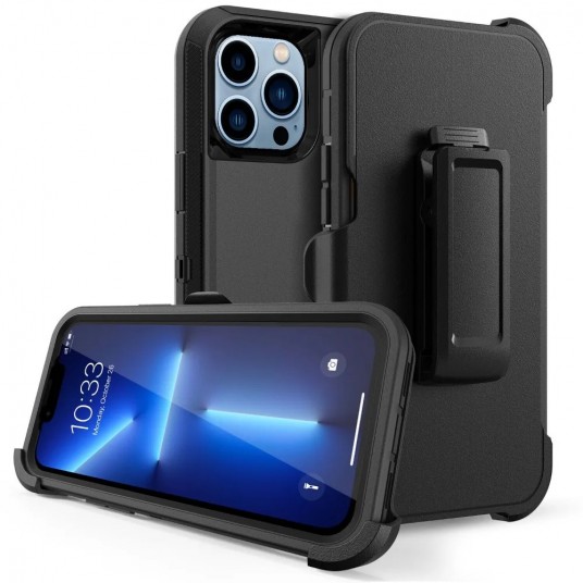 3 IN 1 For iPhone 14 13 12 11 15 16 Pro MAX MINI XR XS MAX  X SE 7 8 Plus Heavy Shockproof PC+TPU Rugged Phone Case + Belt Clip