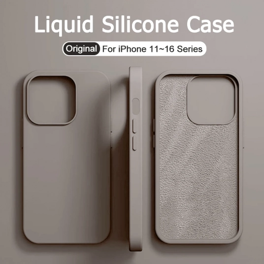 Original Liquid Silicone Case For iPhone 15 13 14 12 11 16 Pro Max Cover For iPhone 16 15 Plus Shockproof Case Phone Accessories