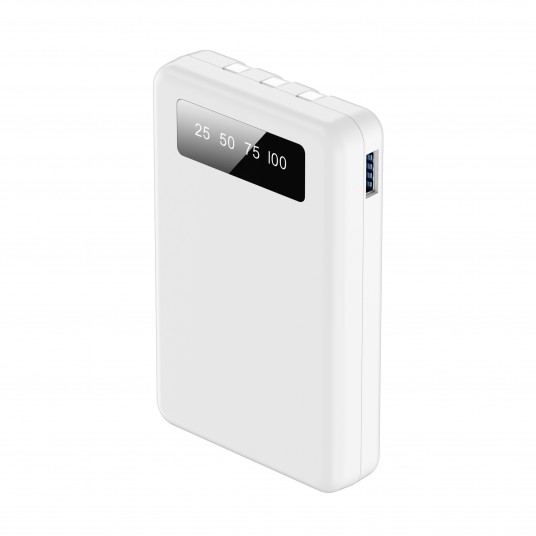 10000Mah Mini Compact Portable Mobile Phone Charger, 4-Usb Output, Built-In Type-C, Micro, for iPhone Cable Charging, Slim and L