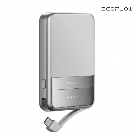 ECOFLOW Rapid Power Bank Wireless 5000mAh, Qi2 Certified Ultra-Fast Magnetic Portable Charger with Stand & Built-in USB-C Cables