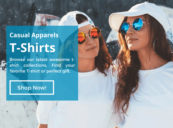 Woman wearing our awesome selection of t-shirts