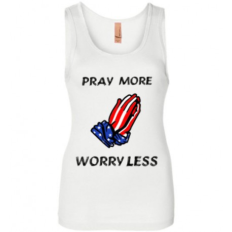 Pray More Worry Less sleeveless white