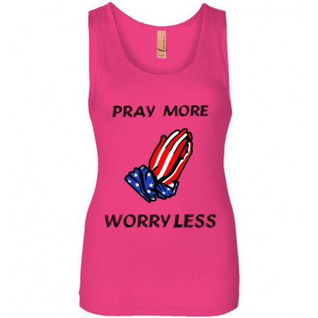 Pray More worry less pink sleeveless