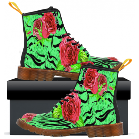 Animal Skin And Flowers - Womens Canvas Boots