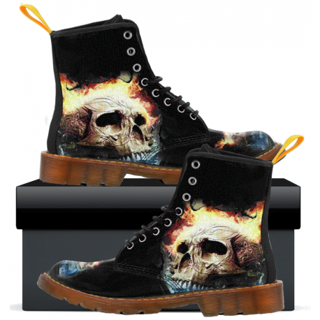 Fire Skull - Kids Canvas Boots