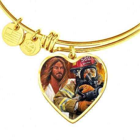 Jesus Hand on Firefighter Shoulder

