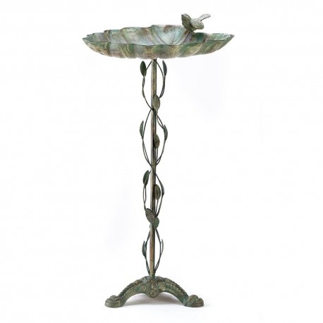 Verdigris Leaf Birdbath