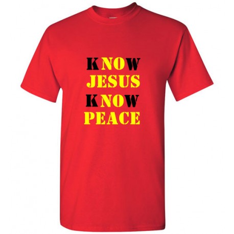 Know Peace Know Jesus Red Shirt for Men