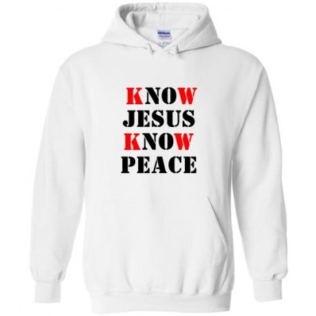 Know Peace Know Jesus White Hoodie for Men