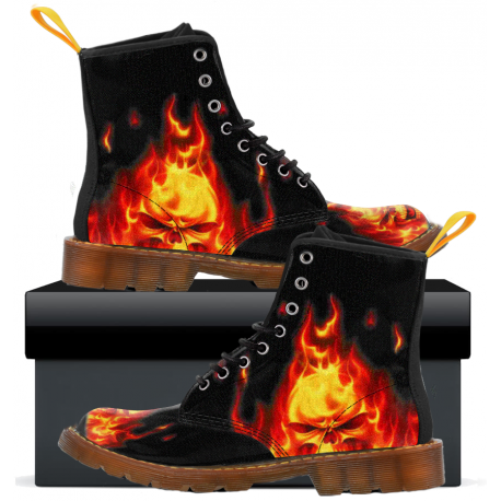 Skull Fire - Kids Canvas Boots