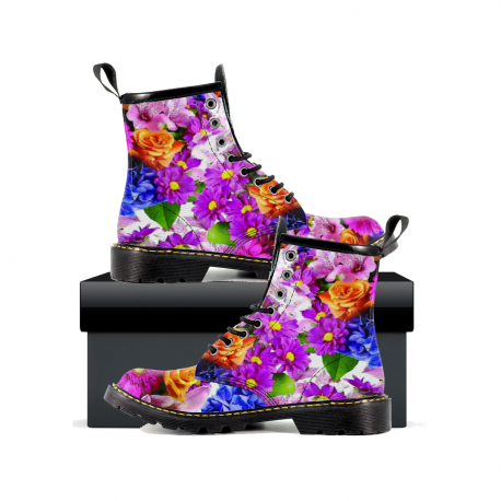 Floral Flowers - Mens Leather Boots