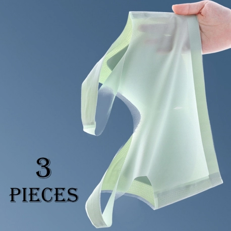 3pcs/set Ultra-thin Mesh Women Underwear One-piece Seamless Ice Silk Bra.
