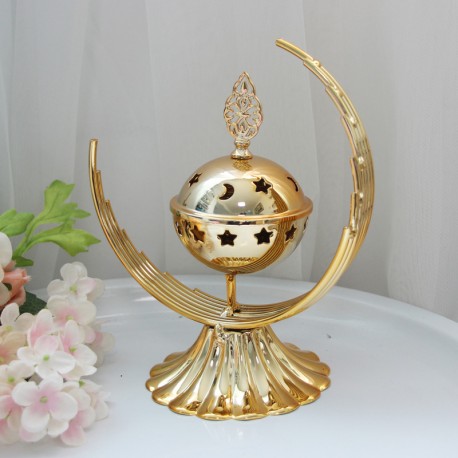 Moon Shape Gold Plated  Incense Burner +  Cones