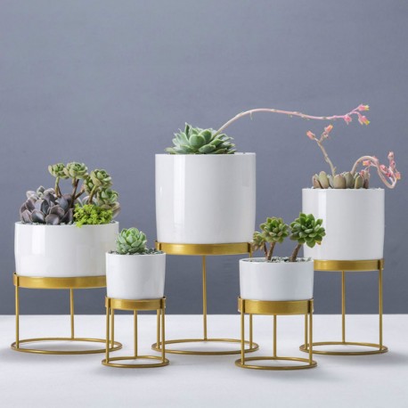 Ceramic Flower Pot Vase Gold Iron