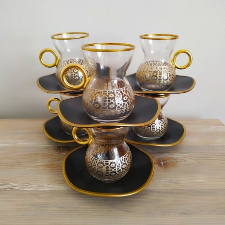 Carved Gold Ottoman Tea Set