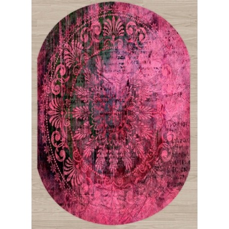 Burgundy Oval Vintage Turkish Rug