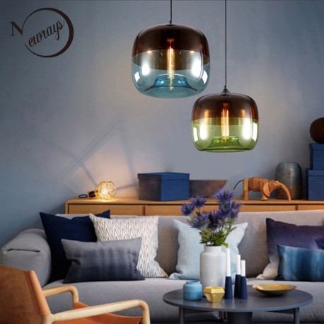 Art Deco Colorful Hanging Glass Pendant Light Fixture