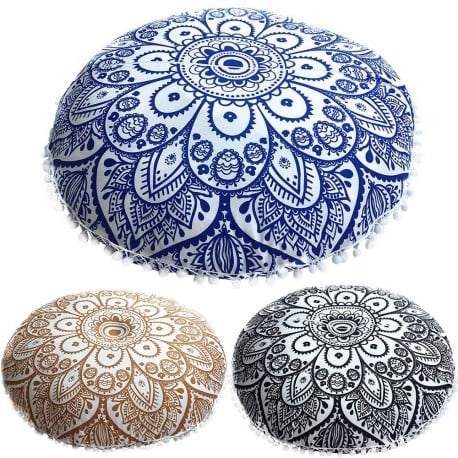 Indian Mandala Round Floor Pillows Case