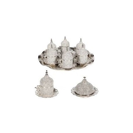 Turkish Silver Swarovski Coffee Set