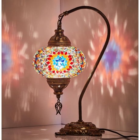 Turkish Moroccan Mosaic Swan Neck Table Lamp