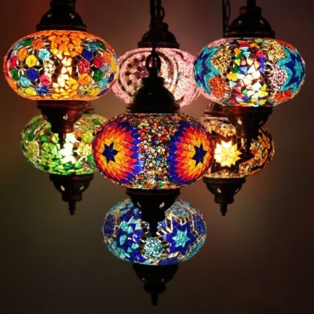 Turkish Moroccan Glass Mosaic Hanging Lamp