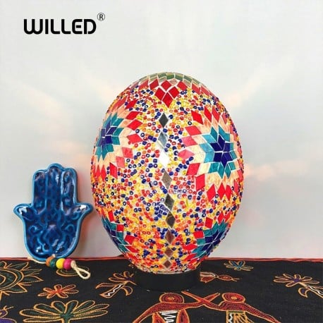 Turkish Vintage Lucky Mosaic Egg Lamp