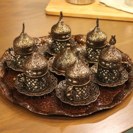 Turkish Ottoman Copper Coffee Set