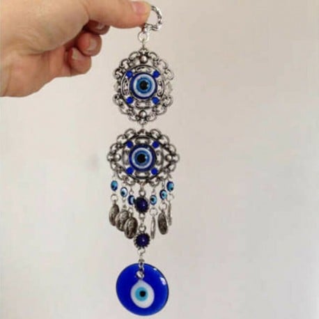 Turkish Blue Glass Evil Eye Amulet Wall Hanging Ornament